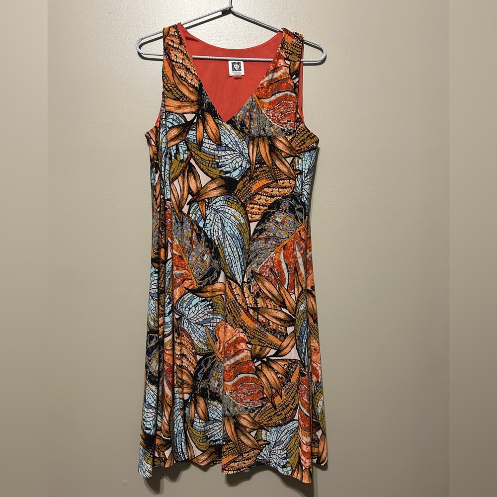 Anne Klein Multicolor Patterned Midi Dress